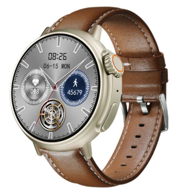 MT30 Smart Watch Ultra Long Range Waterproof - Silver-Brown Skin