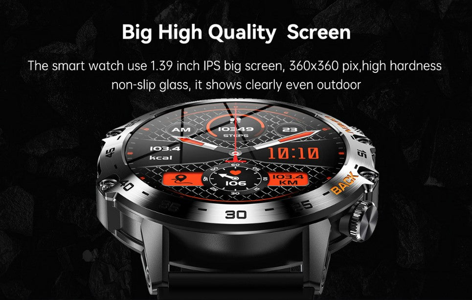 Smart Watch K52 Watches Men Wome Sports Fitness Modes Bluetooth Call Health Monitor 400mah 1.39Inch HD Smartwatch - Orange